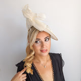 Cream feather large saucer disc fascinator hat Cream feather large saucer disc fascinator hat