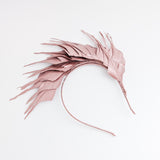 Rose gold metallic shimmer feather headband fascinator