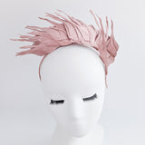 Rose gold metallic shimmer feather headband fascinator