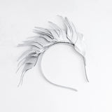 Silver metallic shimmer feather headband fascinator Silver metallic shimmer feather headband fascinator