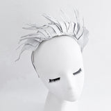 Silver metallic shimmer feather headband fascinator Silver metallic shimmer feather headband fascinator