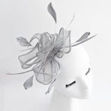 Silver shimmer feather fascinator hat