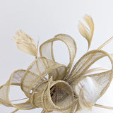 Gold shimmer feather fascinator hat