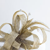 Gold shimmer crystal feather fascinator hat Gold shimmer crystal feather fascinator hat