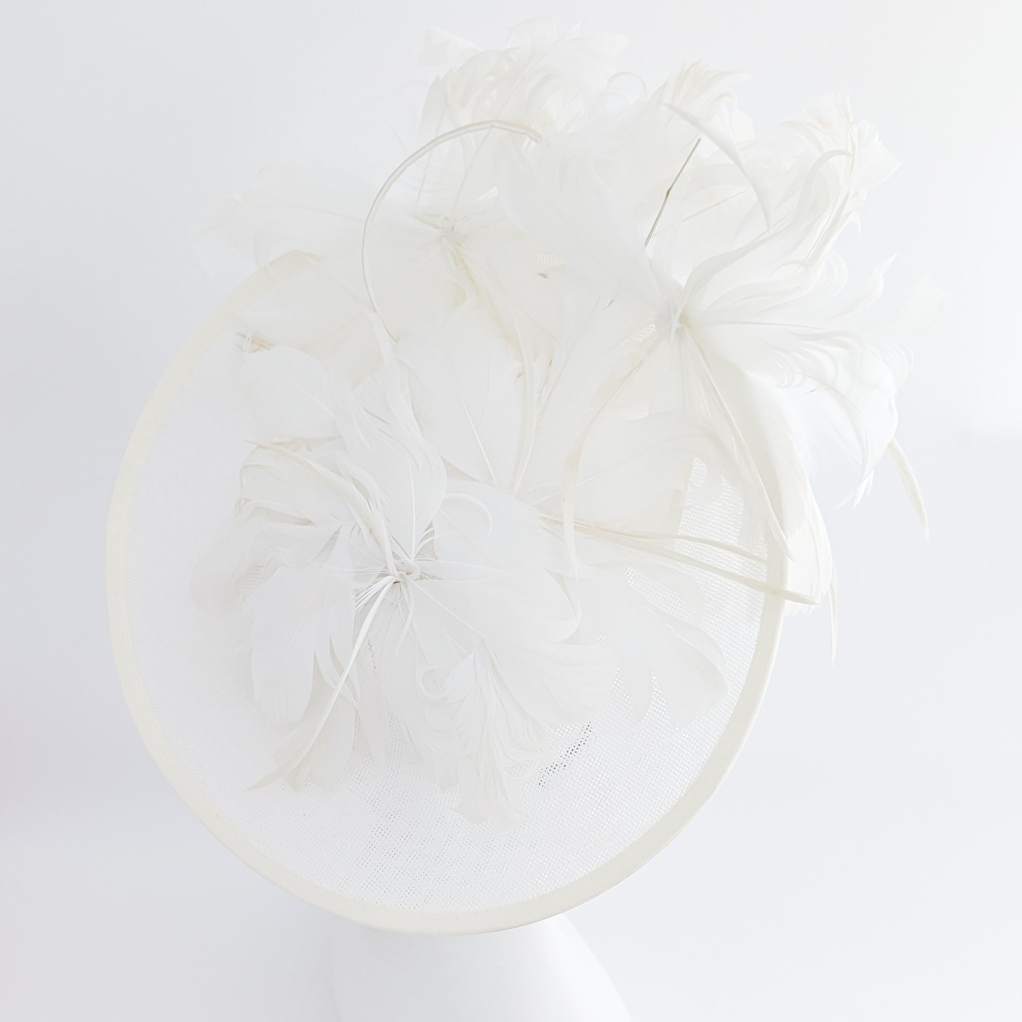 Cream feather large saucer disc fascinator hat Cream feather large saucer disc fascinator hat