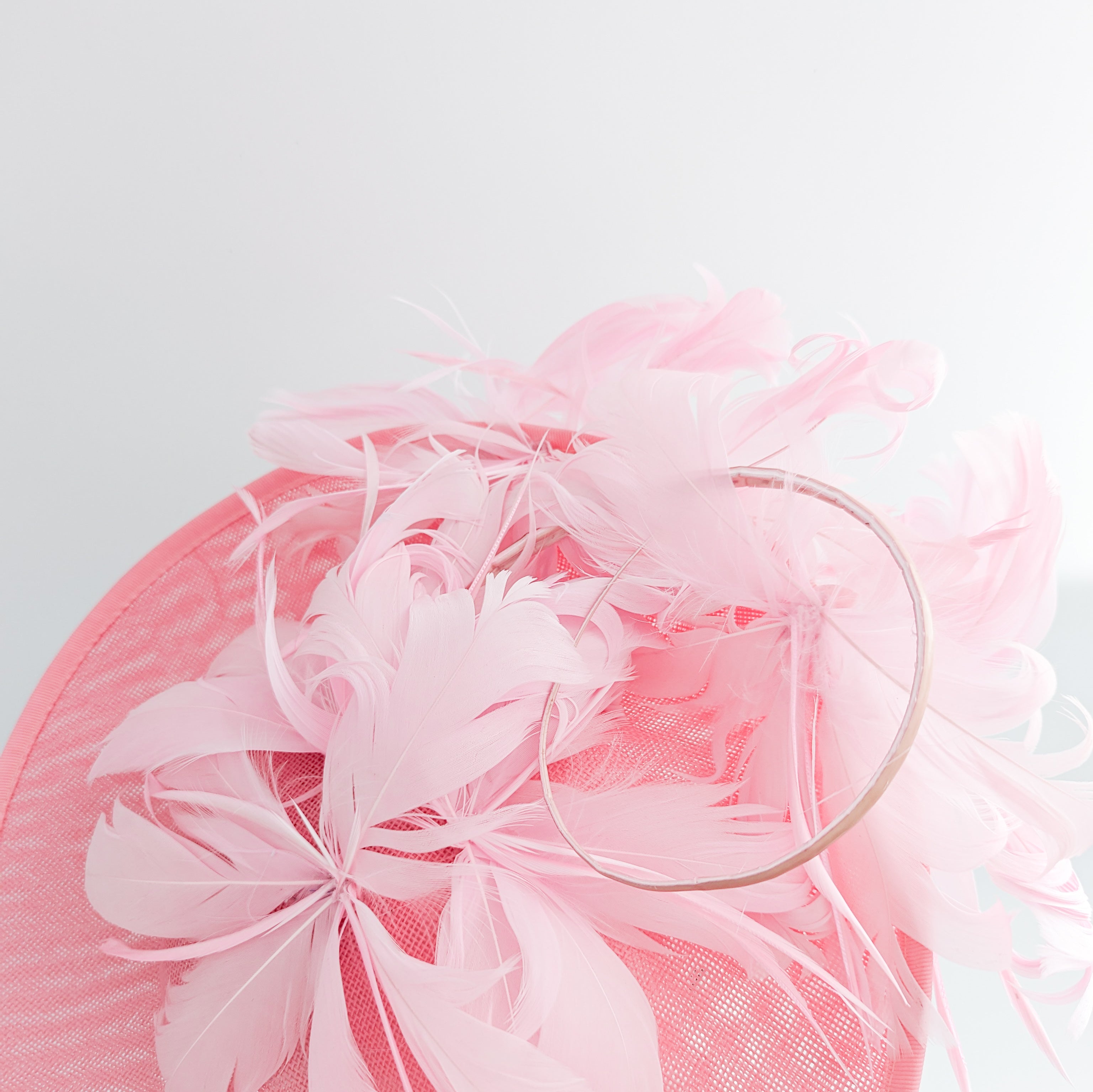 Pink large feather saucer disc fascinator hat Pink large feather saucer disc fascinator hat