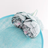 Aqua sky blue large flower saucer disc fascinator hat Aqua sky blue large flower saucer disc fascinator hat