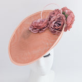 Terracotta dusty pink large flower saucer disc fascinator hat Terracotta dusty pink large flower saucer disc fascinator hat