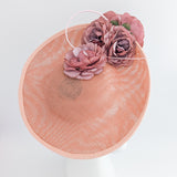 Terracotta dusty pink large flower saucer disc fascinator hat Terracotta dusty pink large flower saucer disc fascinator hat