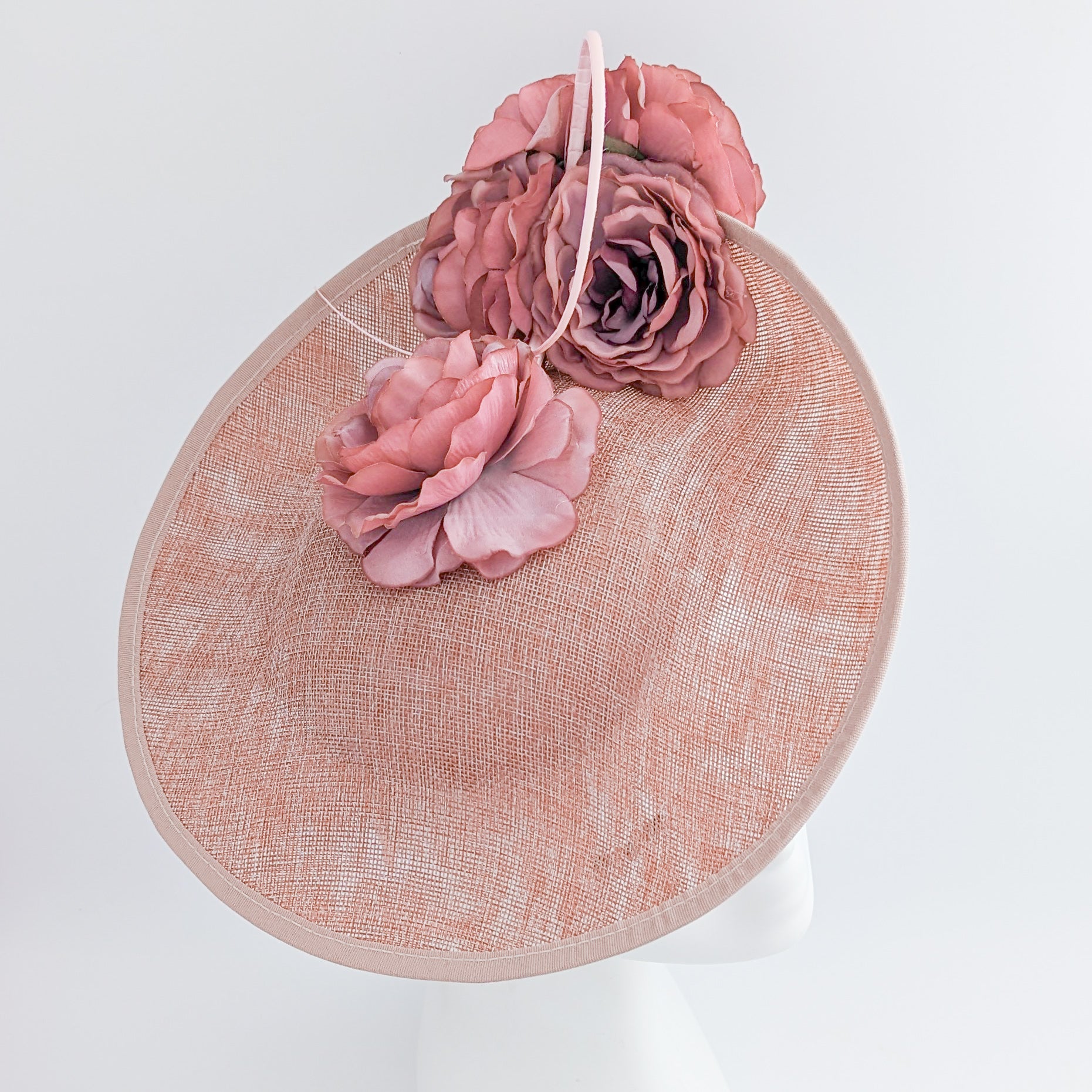 Blush pink large flower saucer disc fascinator hat Blush pink large flower saucer disc fascinator hat