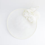 Cream large flower saucer disc fascinator hat