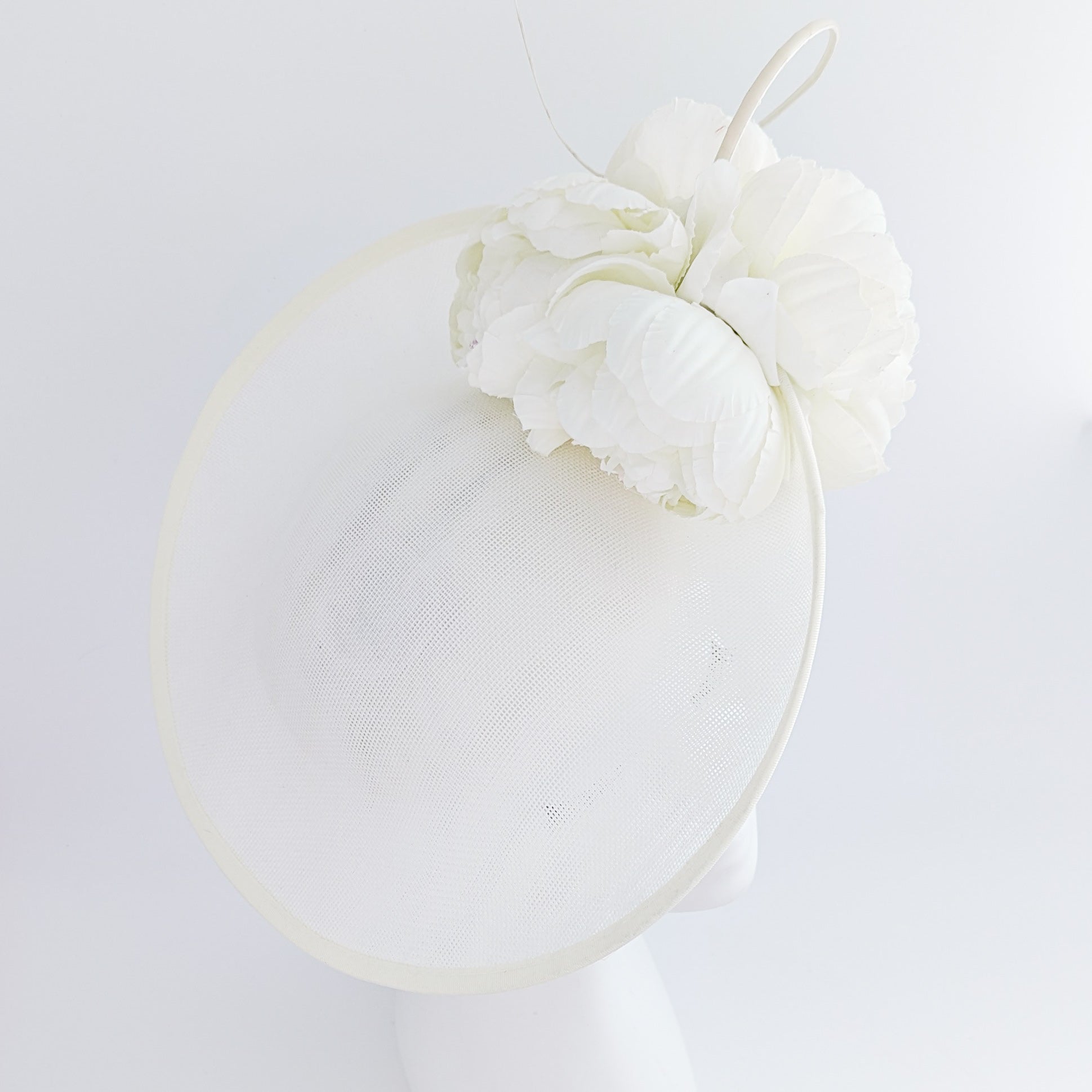 Cream large flower saucer disc fascinator hat Cream large flower saucer disc fascinator hat