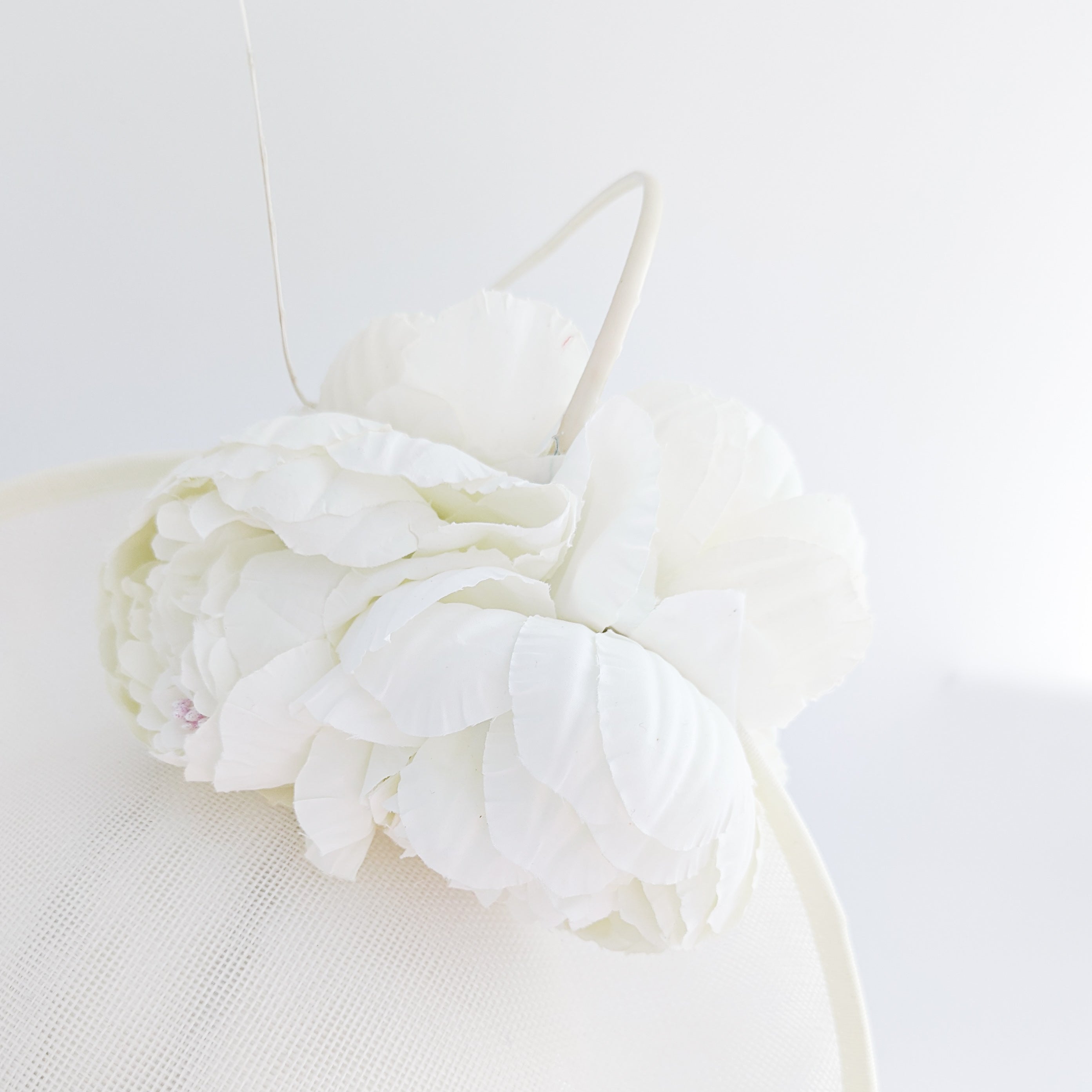 Cream large flower saucer disc fascinator hat Cream large flower saucer disc fascinator hat