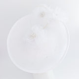 White large flower saucer disc fascinator hat