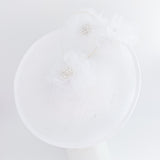 White large flower saucer disc fascinator hat White large flower saucer disc fascinator hat