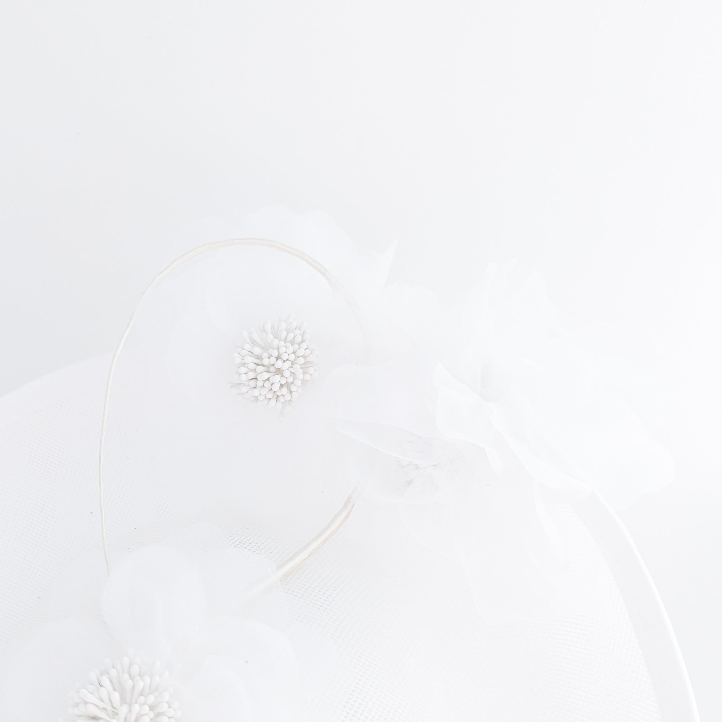 White large flower saucer disc fascinator hat White large flower saucer disc fascinator hat