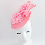 Pink flower fascinator disc saucer hat Pink flower fascinator disc saucer hat