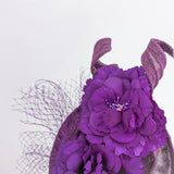 Dark plum purple flower fascinator disc saucer hat Dark plum purple flower fascinator disc saucer hat
