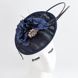 Navy blue flower disc saucer fascinator hat Navy blue flower disc saucer fascinator hat