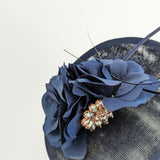 Navy blue flower disc saucer fascinator hat Navy blue flower disc saucer fascinator hat
