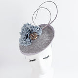 Grey flower disc saucer fascinator hat Grey flower disc saucer fascinator hat