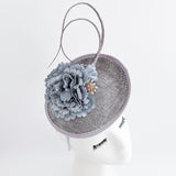 Grey flower disc saucer fascinator hat Grey flower disc saucer fascinator hat