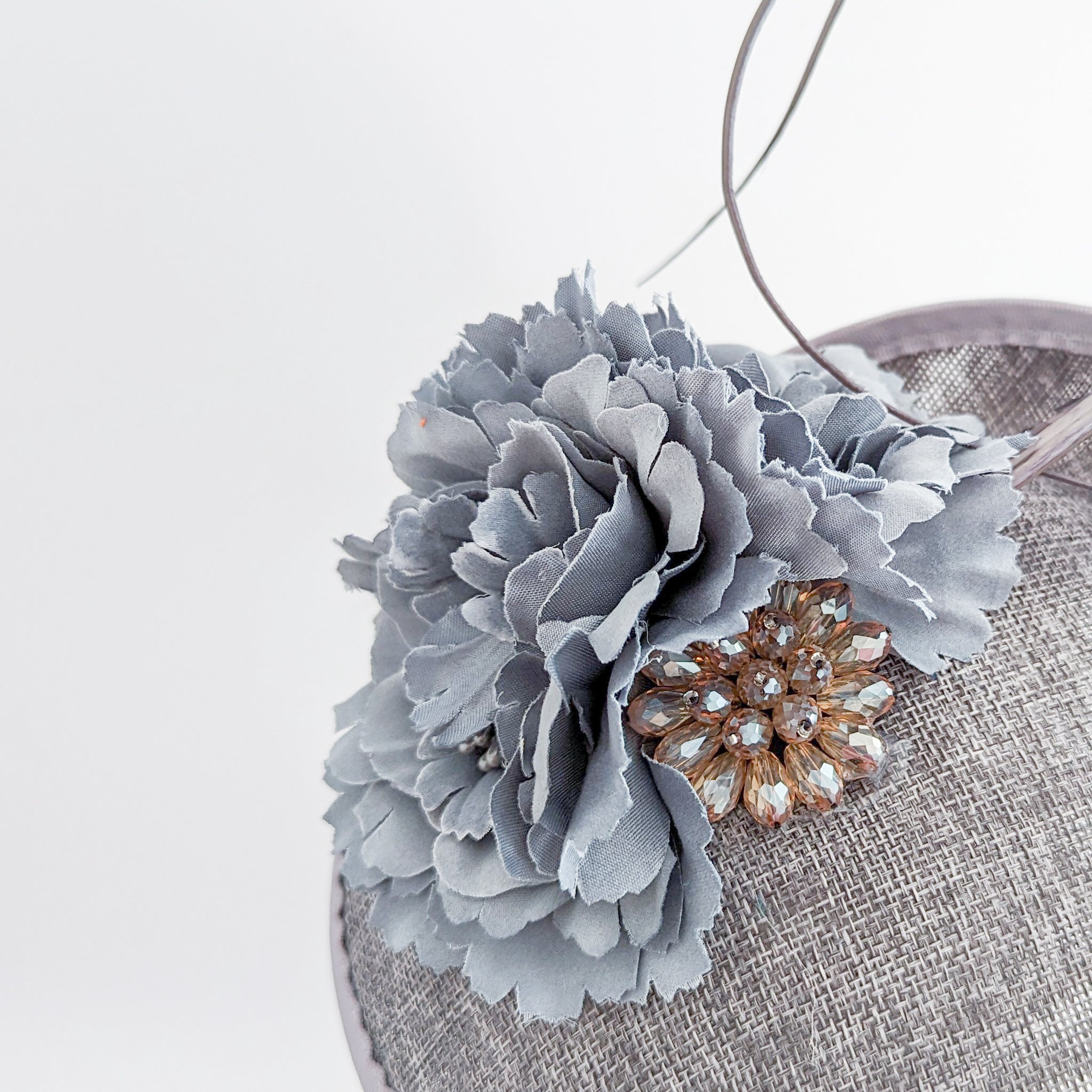 Grey flower disc saucer fascinator hat Grey flower disc saucer fascinator hat