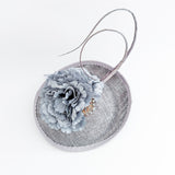 Grey flower disc saucer fascinator hat Grey flower disc saucer fascinator hat