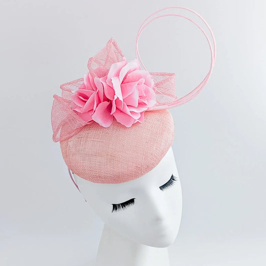 Light pink flower fascinator hat House of Hats