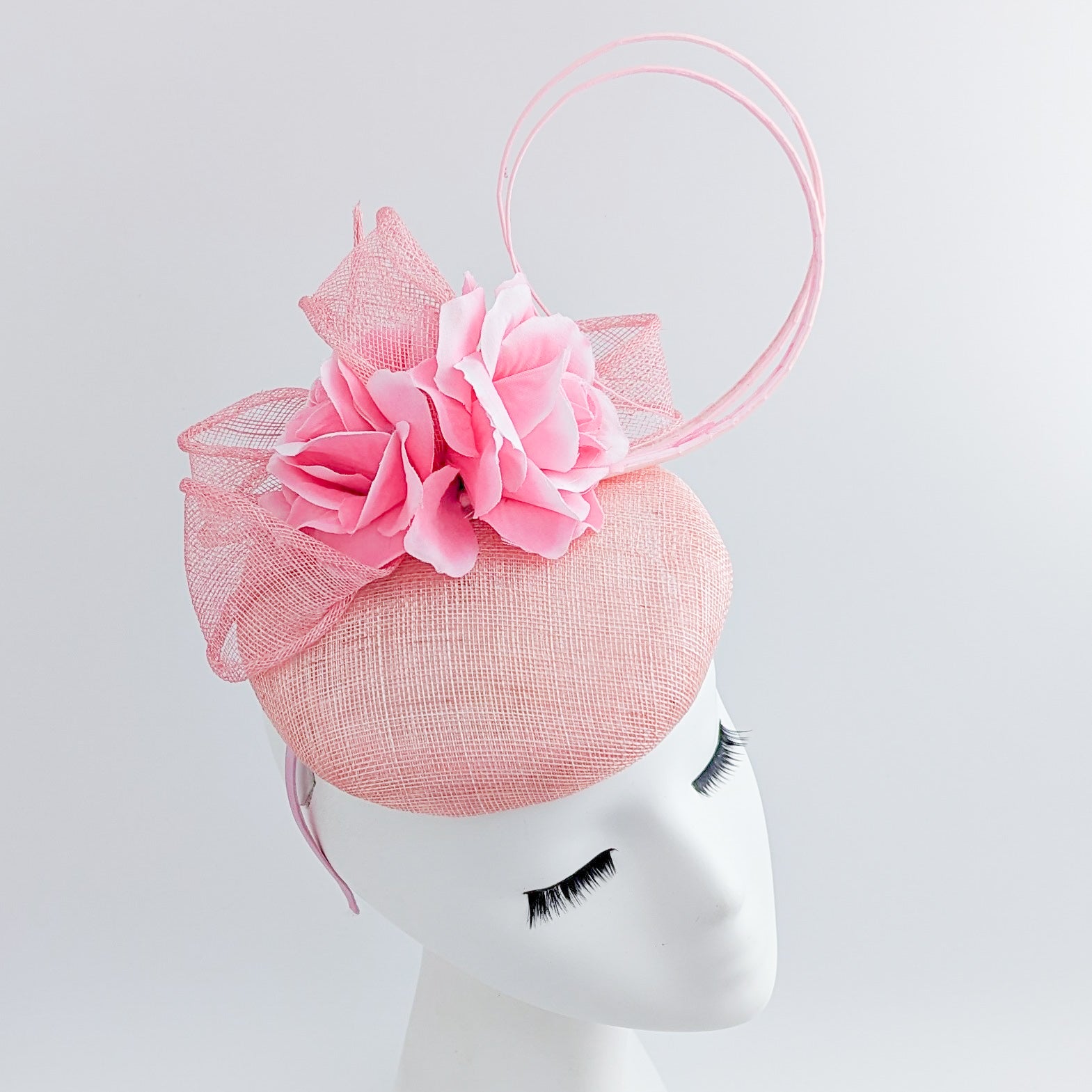 Light pink flower fascinator hat