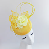 Yellow flower fascinator hat