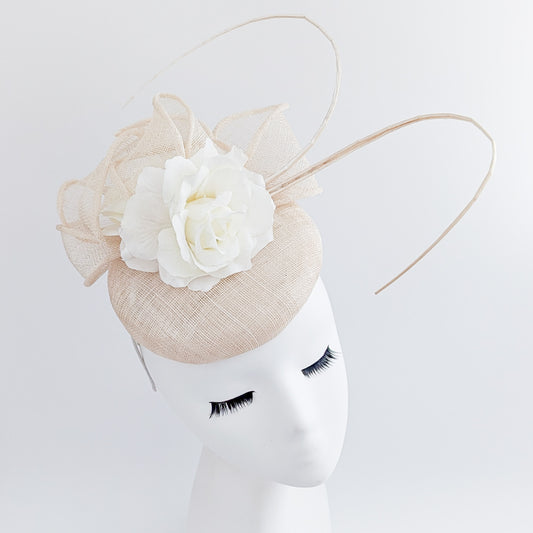 Cream flower fascinator hat