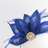 Royal cobalt blue feather petal fan fascinator hat Royal cobalt blue feather petal fan fascinator hat
