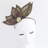 Chocolate brown feather petal fan fascinator hat