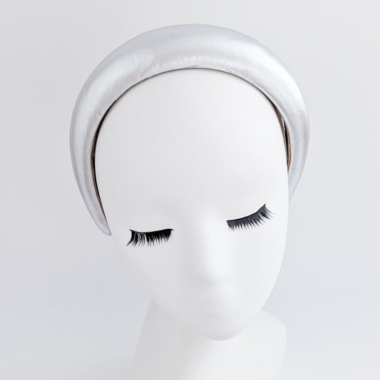 Silver metallic padded headband fascinator