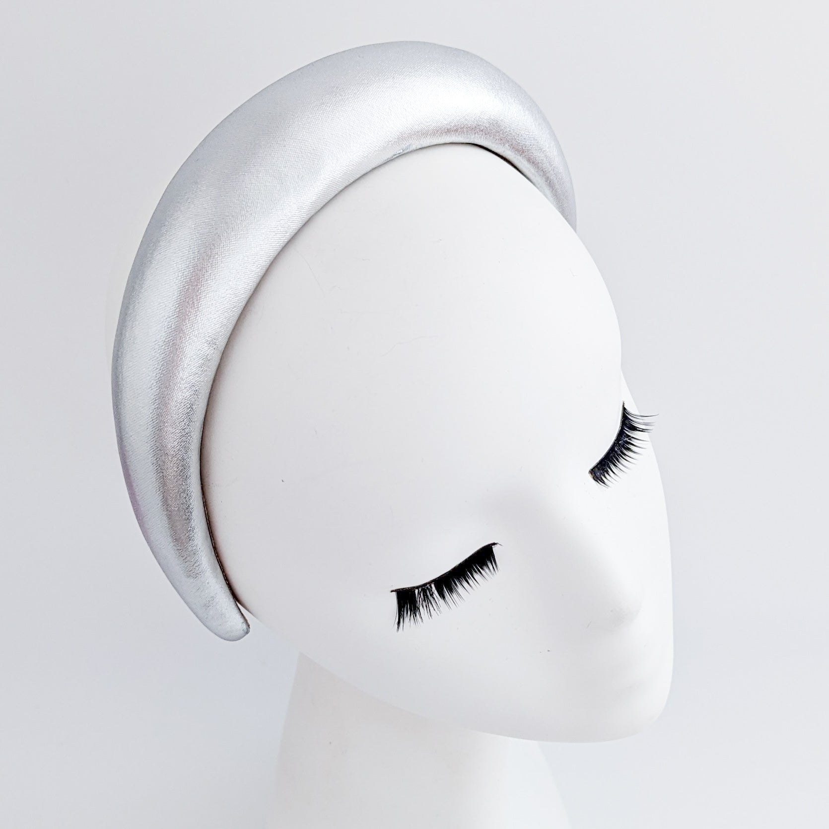Silver metallic padded headband fascinator Silver metallic padded headband fascinator