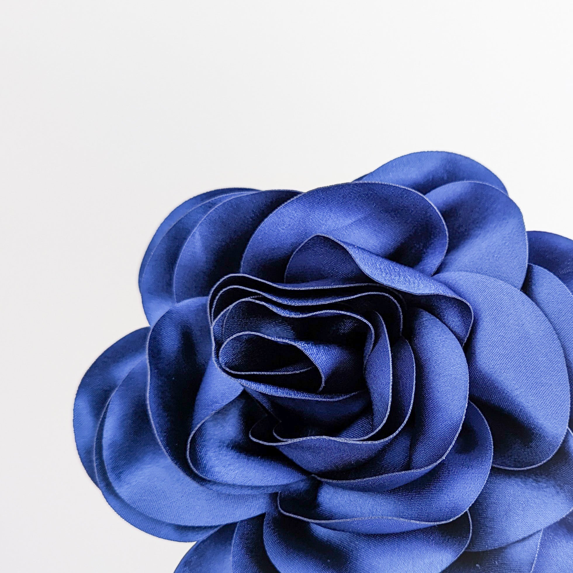 Large royal cobalt blue satin rose fascinator hat