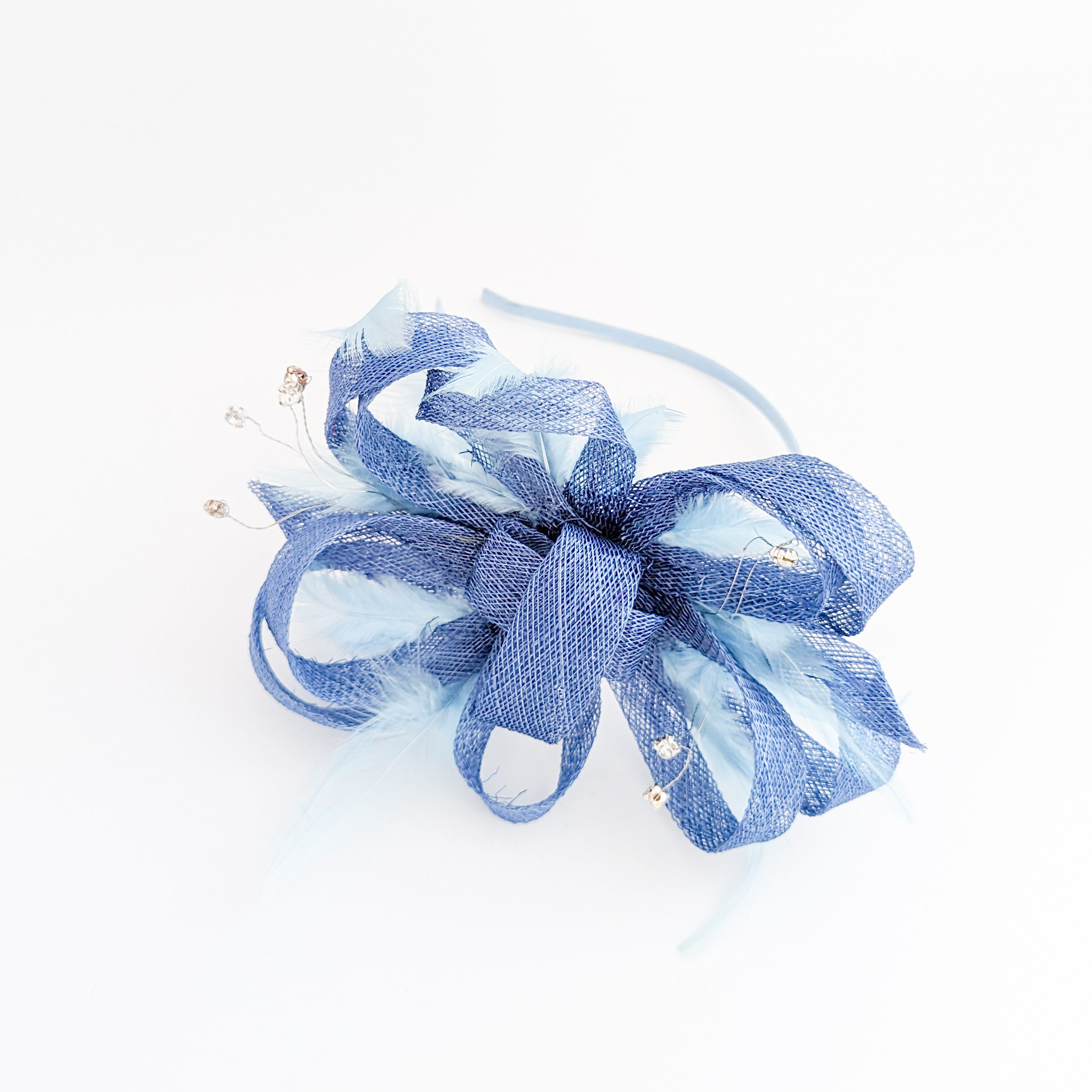 Cornflower blue crystal feather fascinator hat Cornflower blue crystal feather fascinator hat