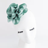 Pastel mint green satin rose fascinator hat