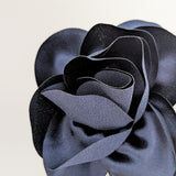 Navy blue satin rose fascinator hat Navy blue satin rose fascinator hat