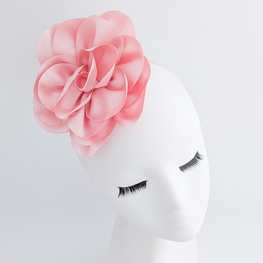 Light pink satin rose fascinator hat