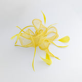 Yellow feather fascinator hat