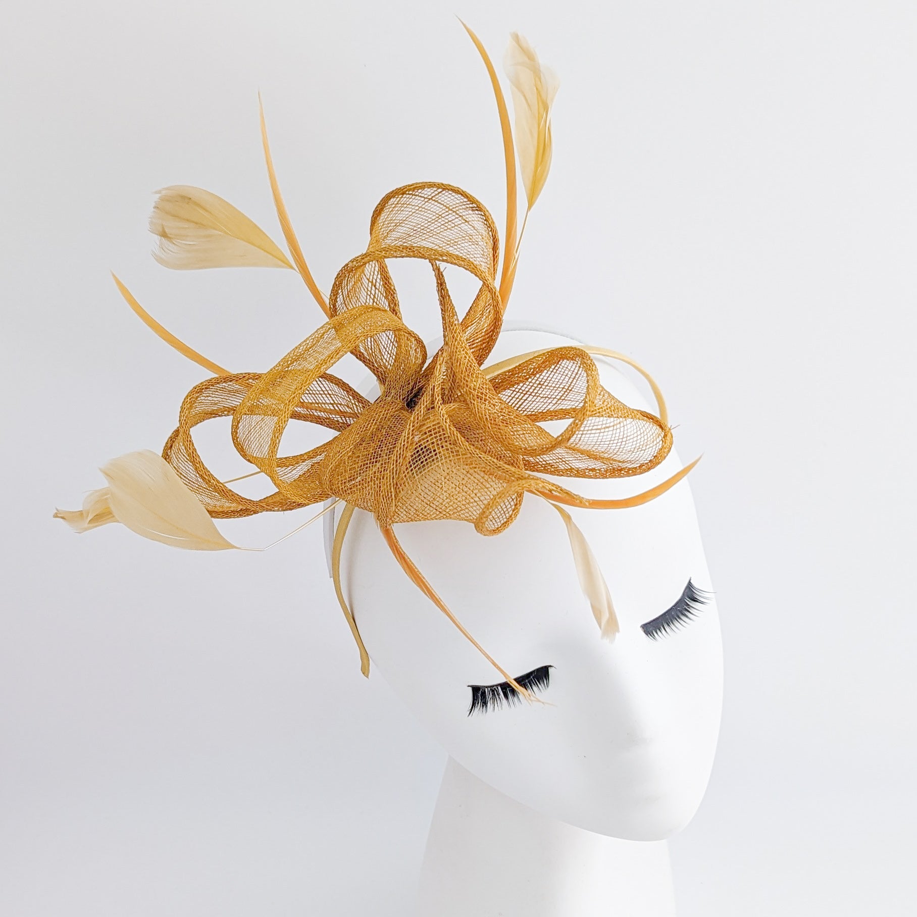 Golden Yellow feather fascinator hat