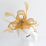 Golden Yellow feather fascinator hat