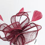 Burgundy feather fascinator hat