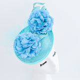 Seafoam mint green flower fascinator disc saucer hat Seafoam mint green flower fascinator disc saucer hat