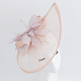 Blush pink feather large teardrop fascinator hat Blush pink feather large teardrop fascinator hat