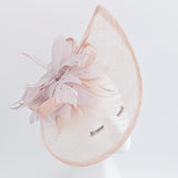 Blush pink feather large teardrop fascinator hat Blush pink feather large teardrop fascinator hat