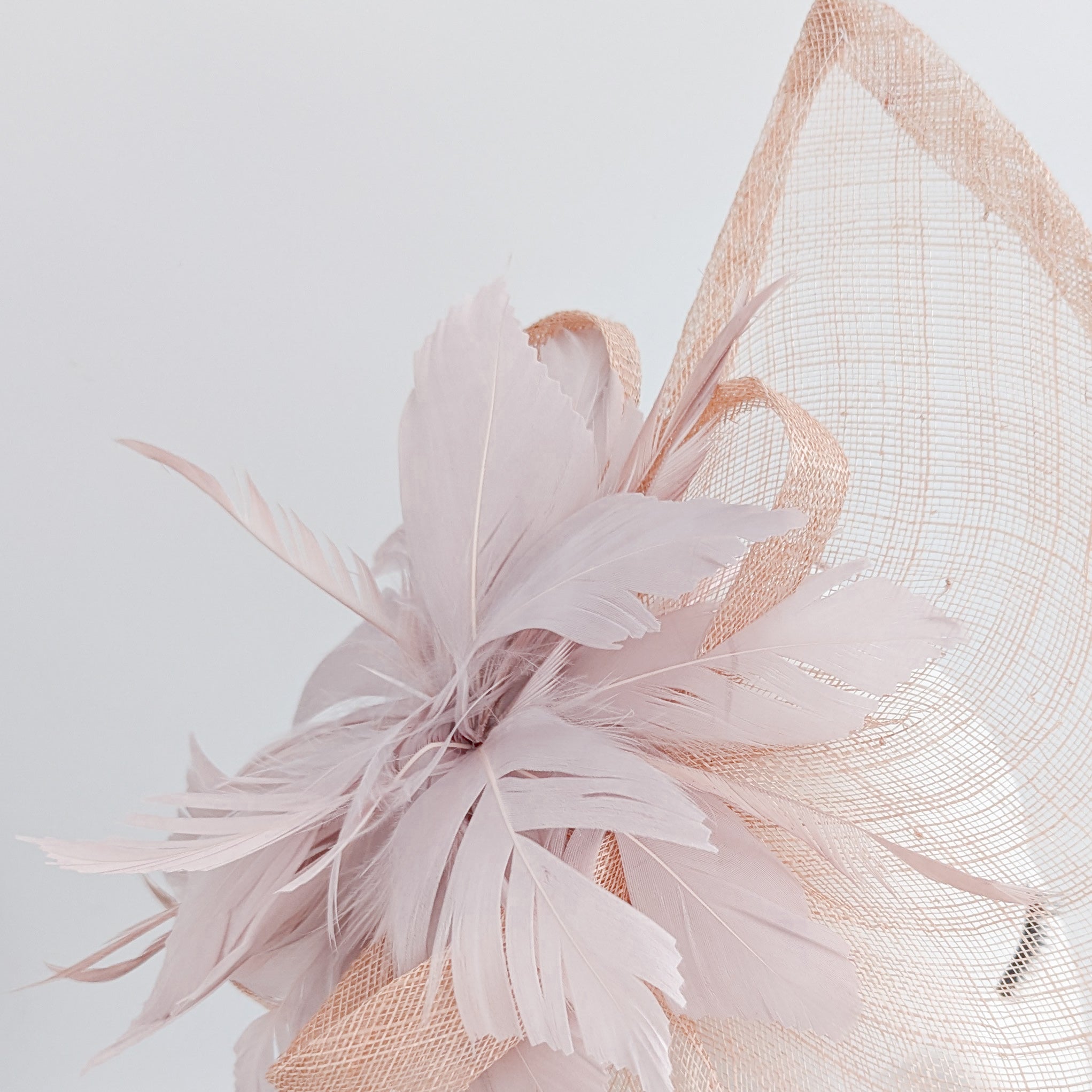 Blush pink feather large teardrop fascinator hat Blush pink feather large teardrop fascinator hat
