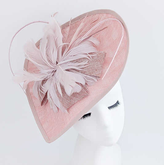 Blush pink large teardrop feather fascinator hat
